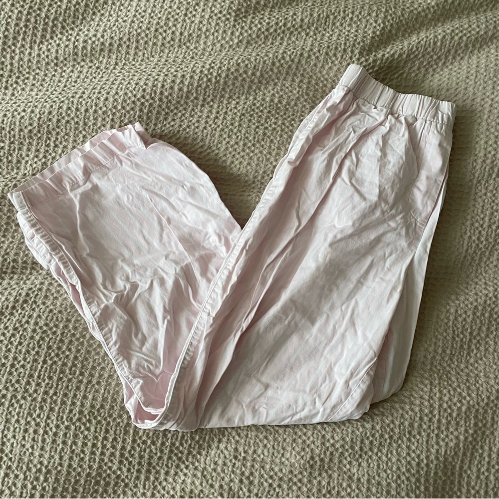 Everlane pink white stripe cotton poplin pajamas pants